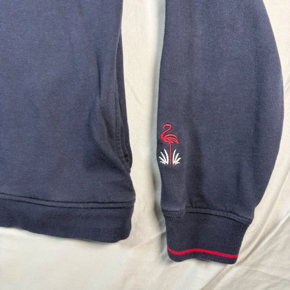 Tommy Hilfiger Golf Men Large Navy Blue Quarter Zip Flamingo Pullover Sweatshirt